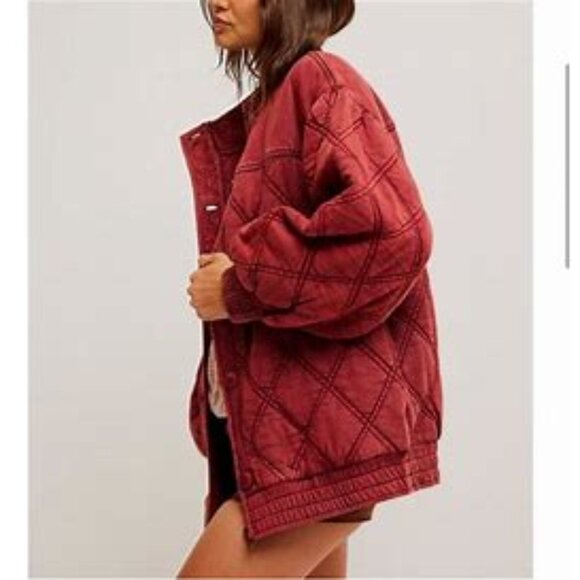Free People Juno Quilted Jacket in Port color Sz Medium NEW - Picture 5 of 15